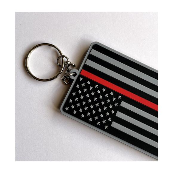 Thin Red Line American Flag Keychain - Picture 5 of 7
